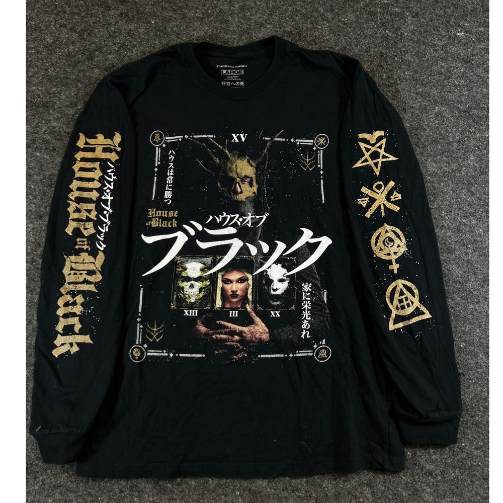 Rucking Fotten House of Black Long Sleeve Shirt Occult Streetwear Black Mens L